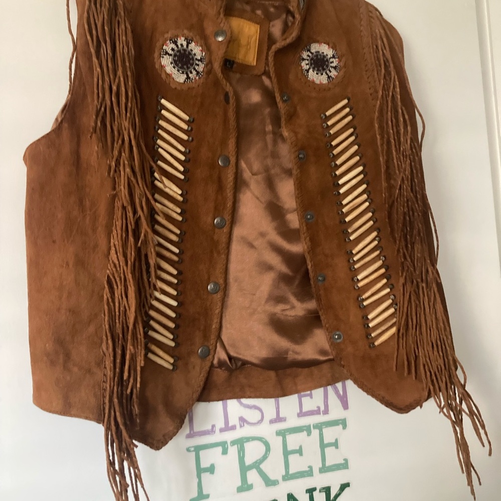 Kobler Suede Fringe Vest with Beaded Accents